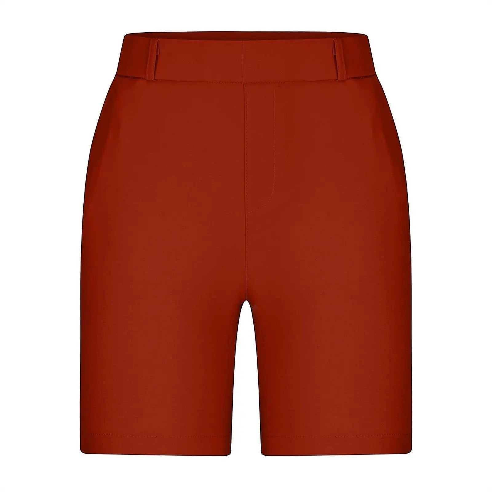 ZOFIA ATELIER DANUTA straight-leg summer shorts in burnt orange, made from lightweight, breathable fabric for comfortable, chic everyday wear.